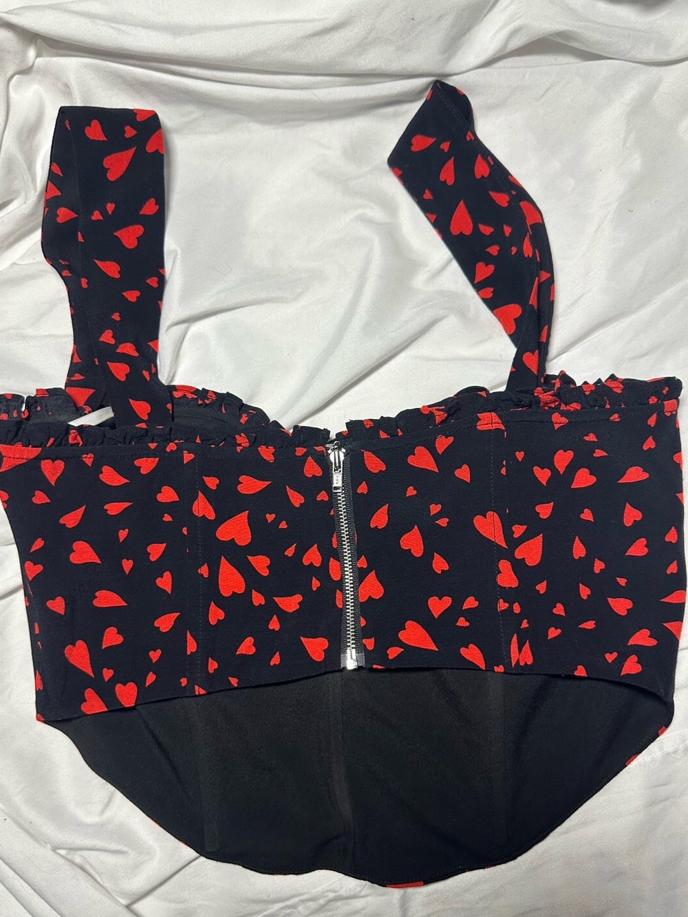 Htf Lovers + Friends Stacy Kimmy Heart Corset Bustier Crop Top Medium Black Red - Picture 14 of 17